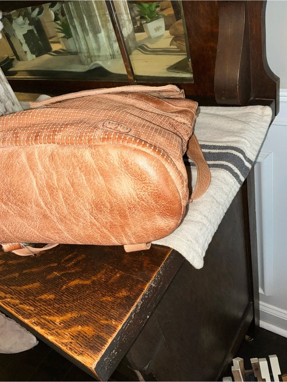 NWOT Bed Stu Patsy Convertible 4 Way Leather Backpack Tan Rustic Retail $335